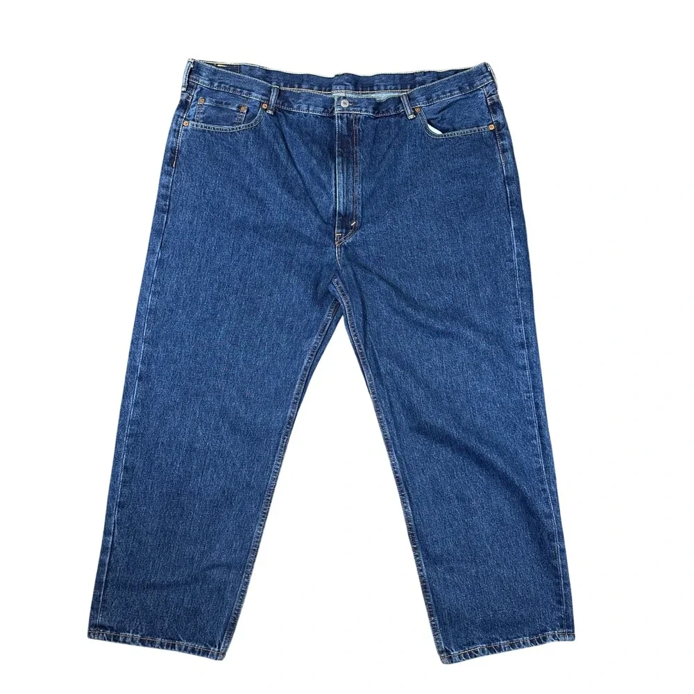 Levis 550 Relaxed Fit Tapered Leg Jeans Dark Wash Blue Denim Mens 46x29